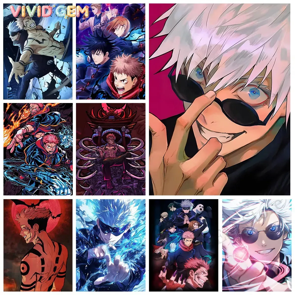 Photo Mosaic Print - Pintura de Diamantes VIVID GEM, Jujutsu