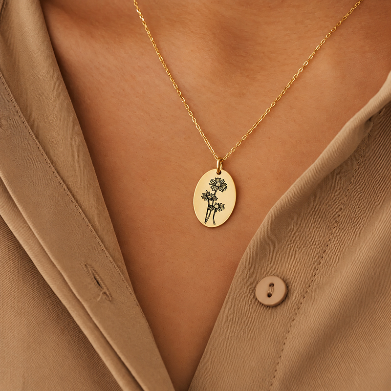 Birth Flower Necklace - Collar con colgante de flor de