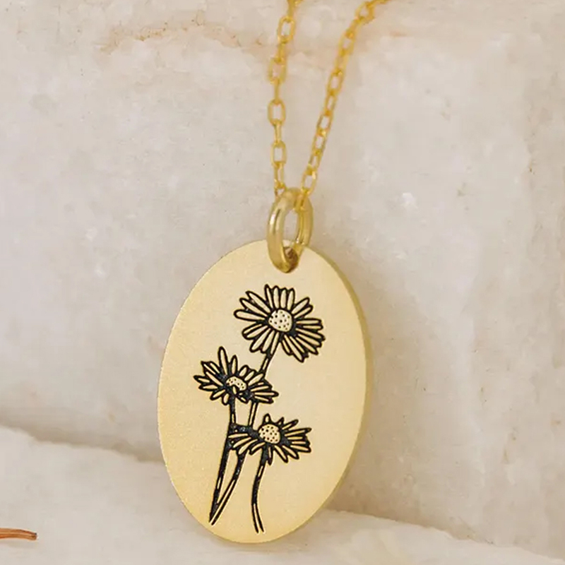Collar con colgante de flor de - Birth Flower Necklace reseña y precio