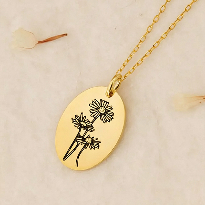 Collar con colgante de flor de - Birth Flower Necklace reseña y precio