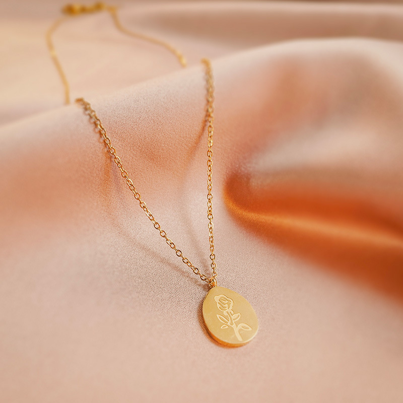 Collares de acero inoxidable p - Birth Flower Necklace reseña y precio