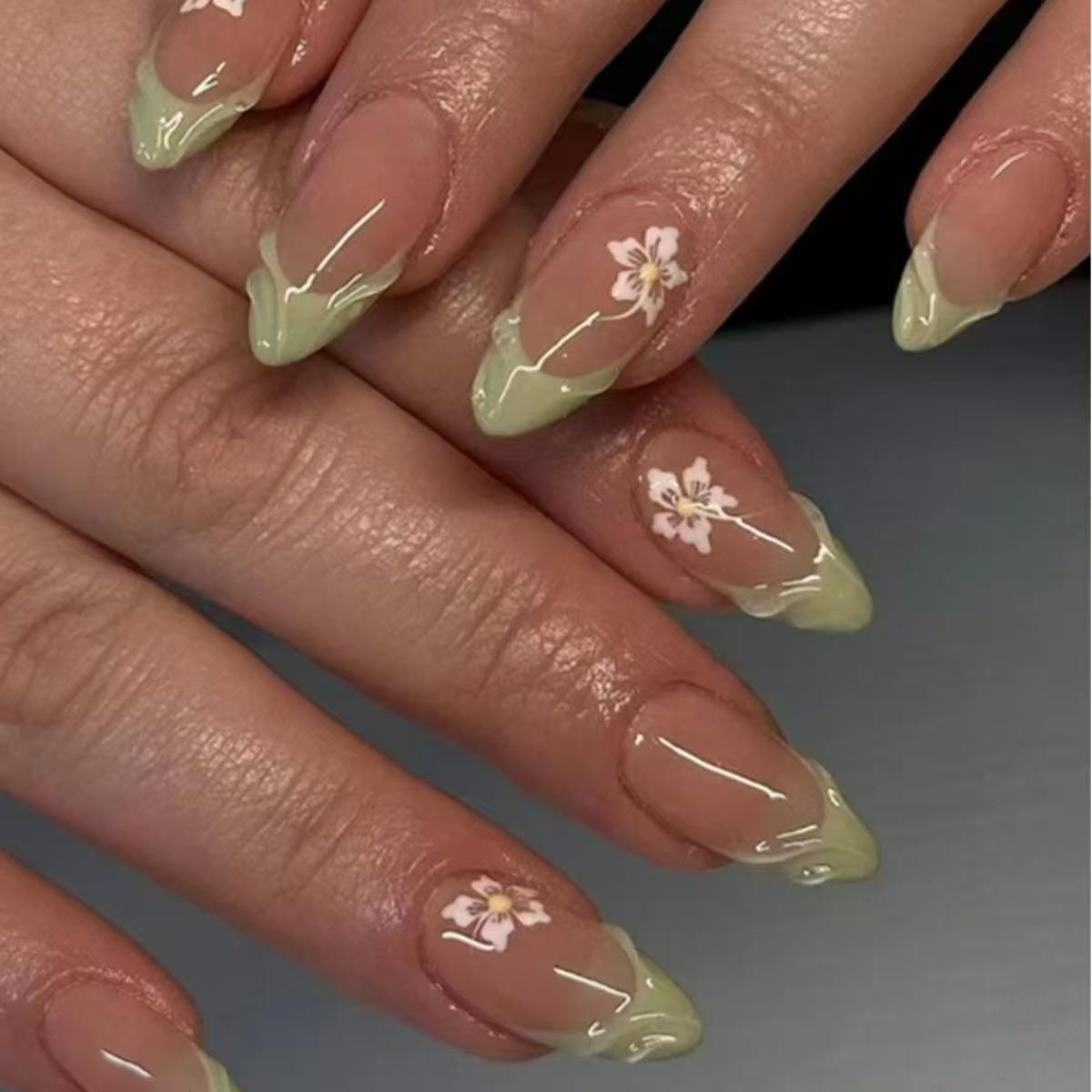 24 Uds. De uñas postizas franc - Pressed Flower Art reseña y precio